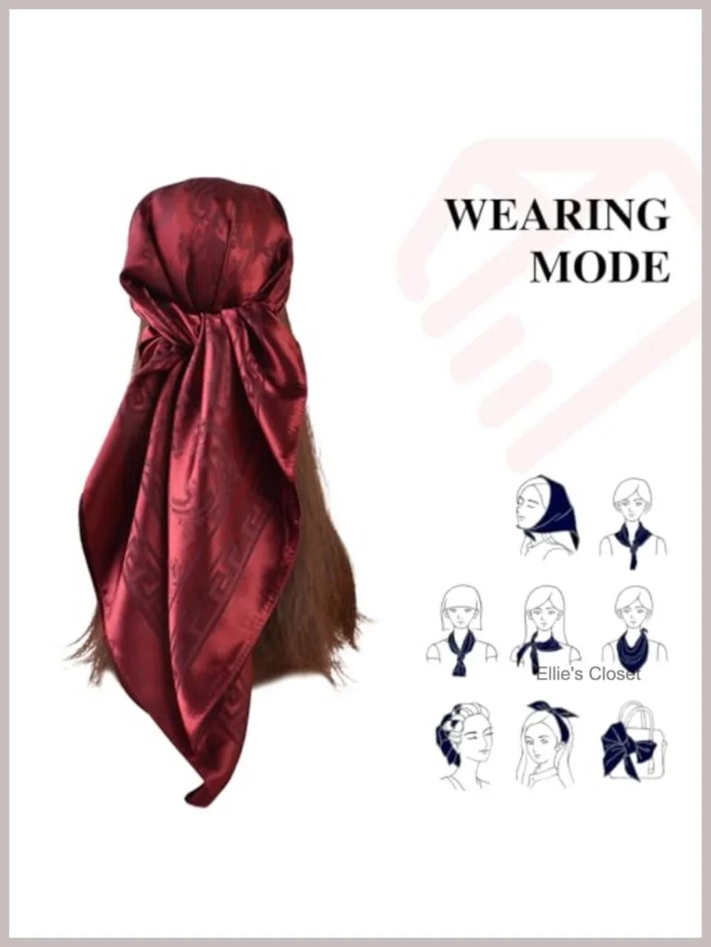 Silk Like Square Head Scarf for Women, 35x35 Inch, Polyester, Neck Scarf, Hair